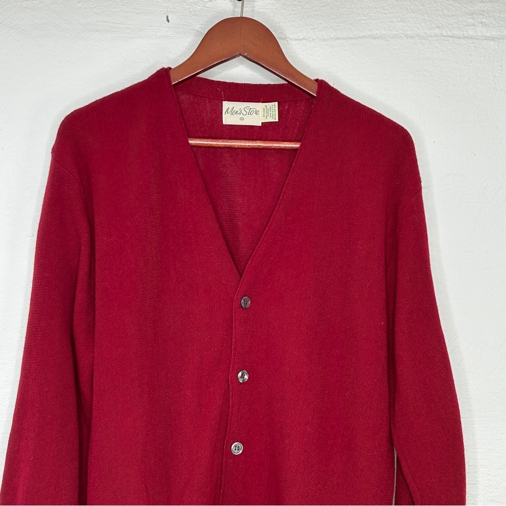 Vintage The Mens Store Sears Cardigan Sweater Sz Medium Maroon Grandpa Dad